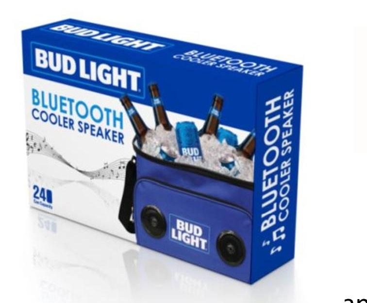 Bud Light Insulated Soft Cooler Bag with Built-In Bluetooth